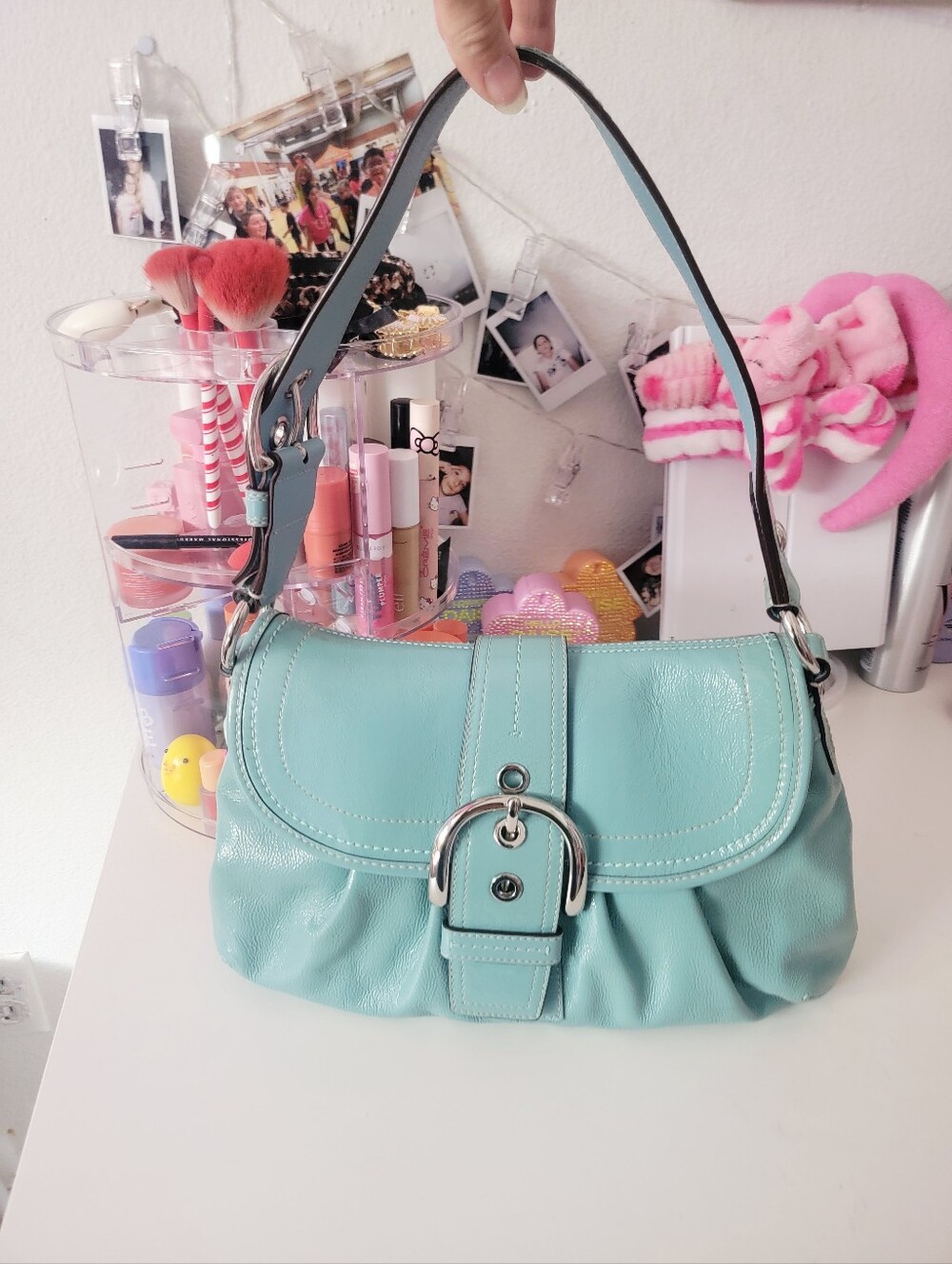 Rare 17061 Minty Light Blue Coach Pleated SOHO